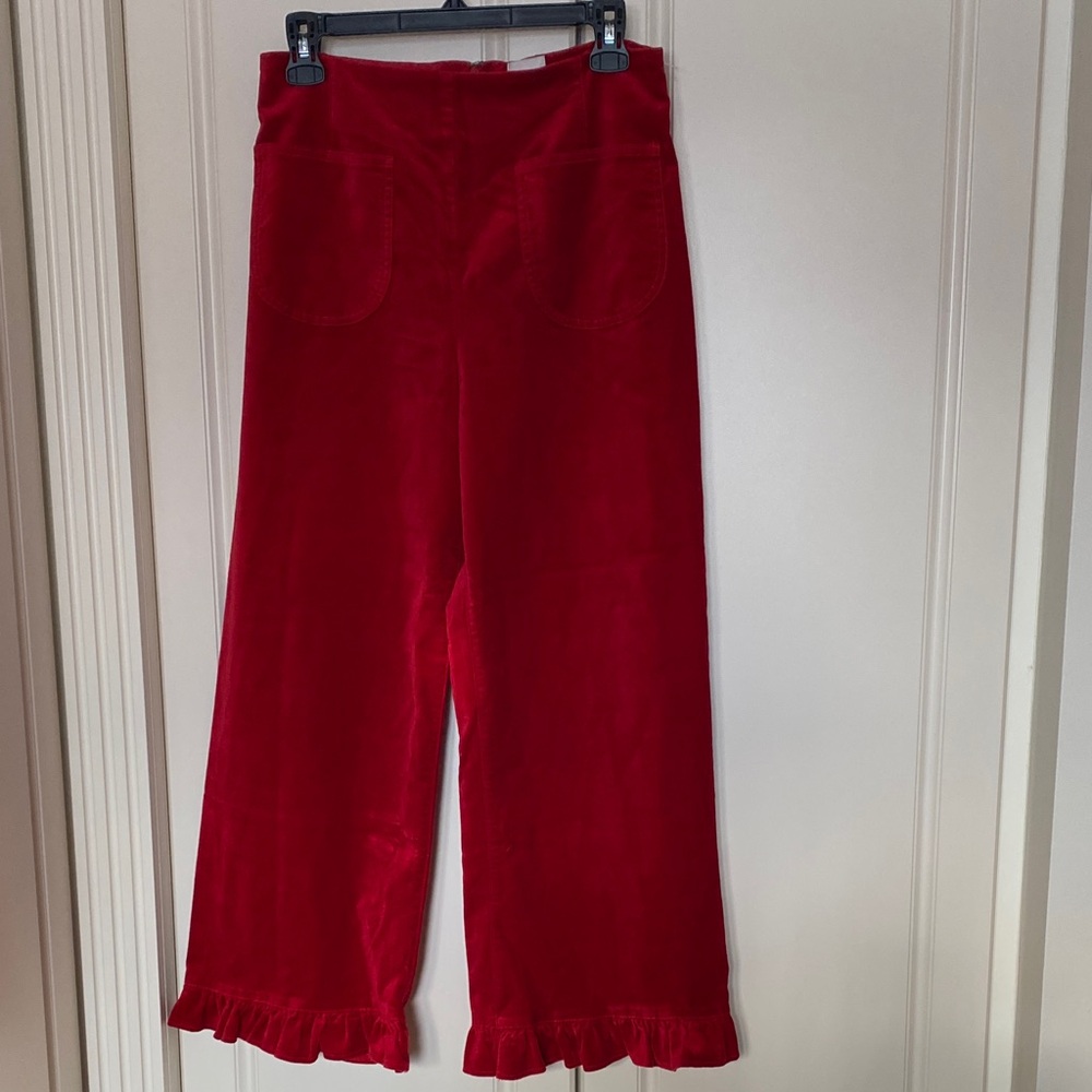 Maeve Scarlet Velvet Trousers